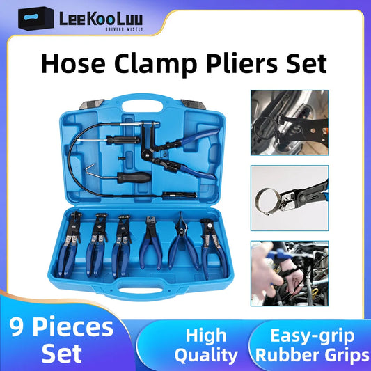Set de 9 Pinces à Colliers de Durite Longues Portées - Outils Auto pour Durites de Carburant, Huile & Eau