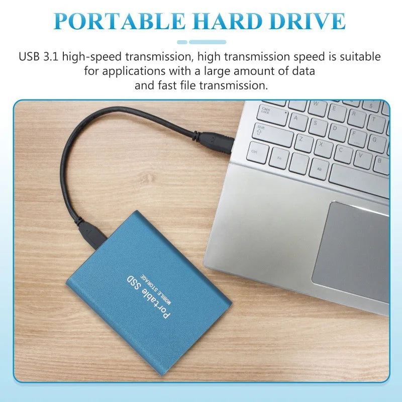 Disque Dur Externe SSD Ultra Fin - 128 To, Portable, USB 3.0, Compatible PC & Mac