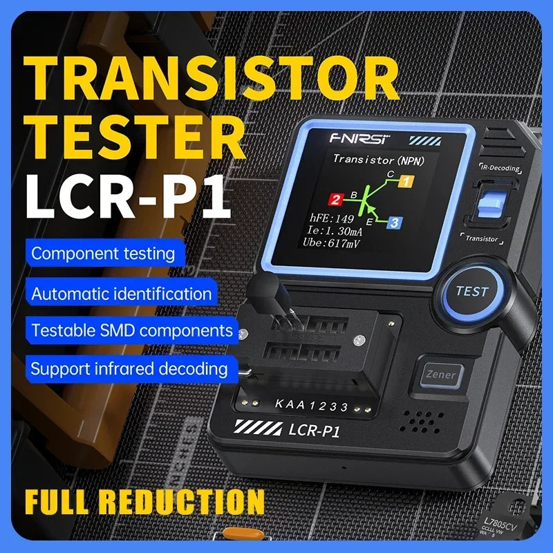 Testeur Multifonction FNIRSI LCR-P1 – Mesure des Transistors, Diodes, Capacitance, Résistance, LCR et ESR