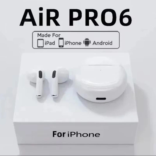 Écouteurs Sans Fil Pro 6 TWS – Casque Bluetooth Sport avec Micro pour iPhone, Xiaomi et Plus