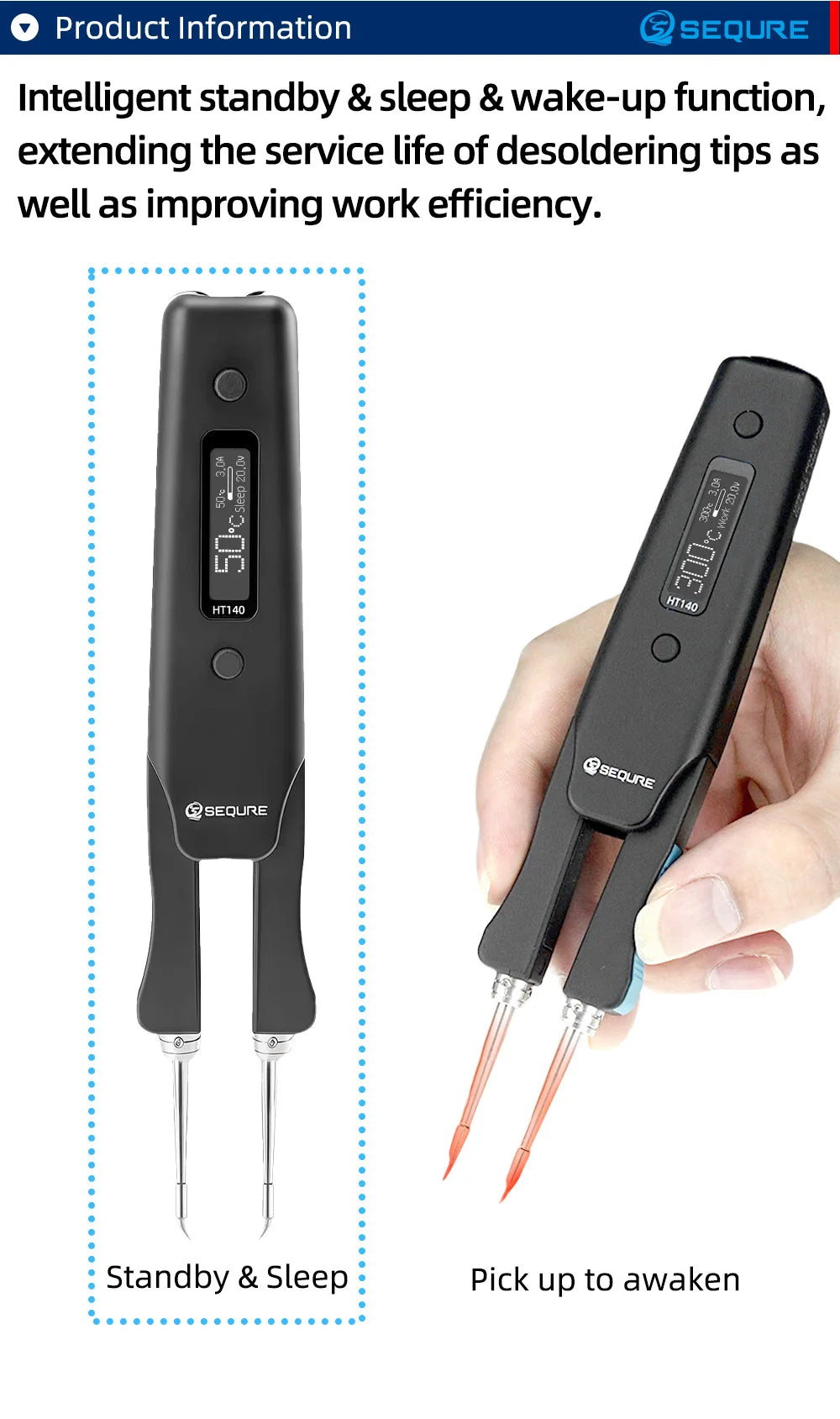 SEQURE HT140 2-en-1 – Pince Chauffante & Fer à Souder Portable, Compatible C210