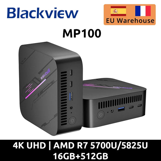 Mini PC Blackview MP100 – AMD Ryzen 7 5700U/5825U, 16GB DDR4, SSD 512GB/1TB, WiFi 6, Windows 11