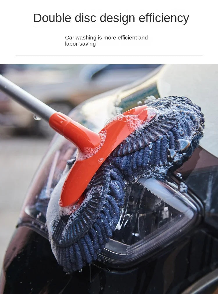 Balai de Lavage Voiture – Télescopique, Rotatif, Double Tête & Double Couche