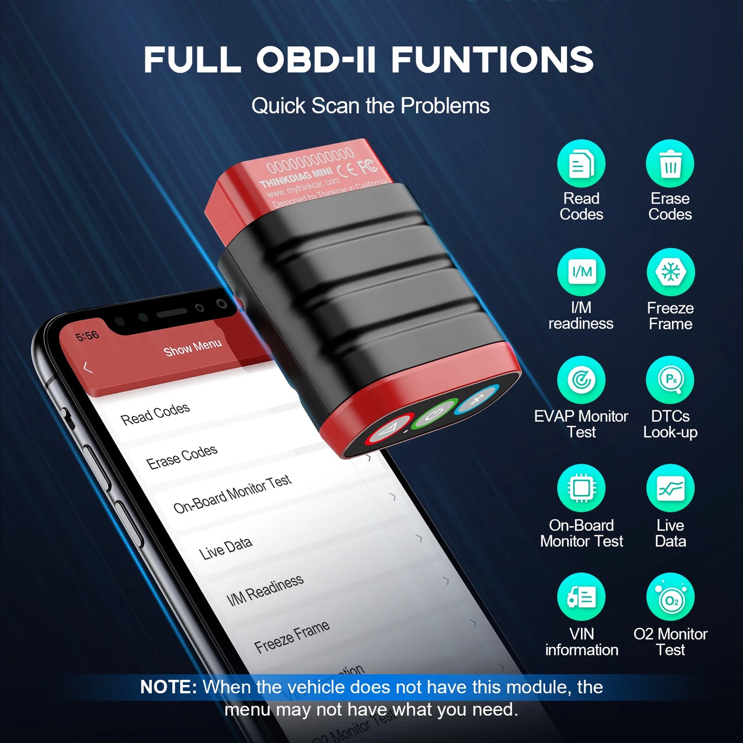 THINKCAR THINKDIAG Mini – Scanner OBD2 Bluetooth, Diagnostic Complet & Codes d’Erreur