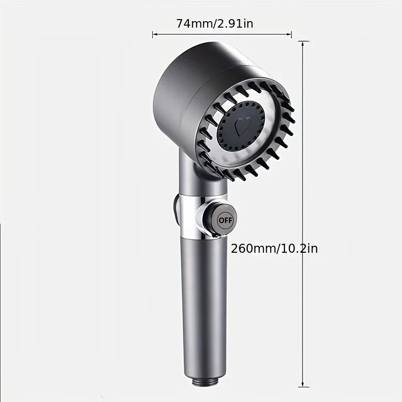 Pommeau de Douche Haute Pression - 3 Modes, Filtre Purifiant, Brosse de Massage Intégrée, Économie d'Eau