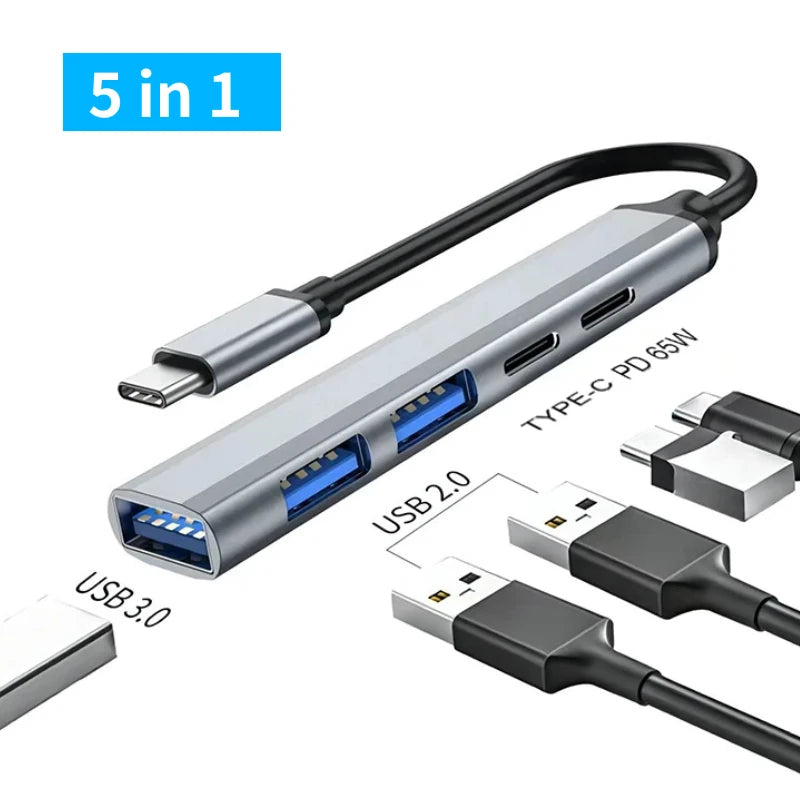 Hub USB-C Multifonction – Adaptateur Type-C vers HDMI 4K, SD/TF, PD Charge Rapide