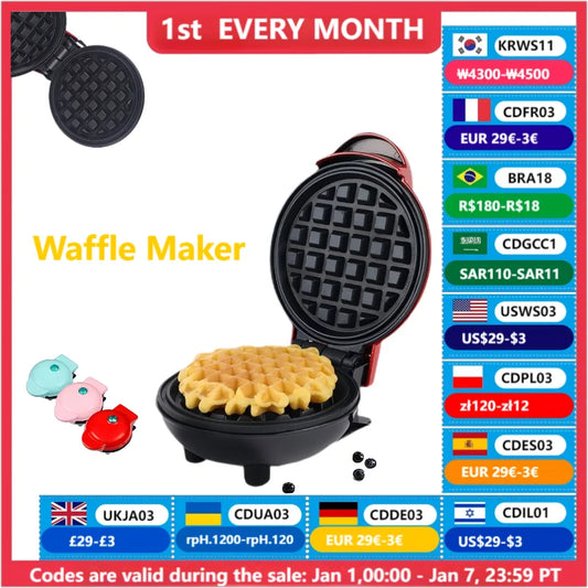 Mini Machine à Gaufres et Biscuits – Plaque de Cuisson Automatique Multifonction pour Sandwich Cake et Petit Déjeuner