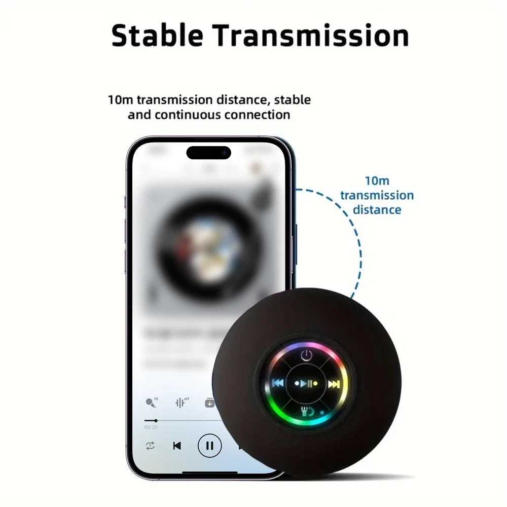 Enceinte Bluetooth Portable Étanche IPX4 - LED, Ventouse Puissante, Son Stéréo Mini, Idéale pour Douche & Extérieur