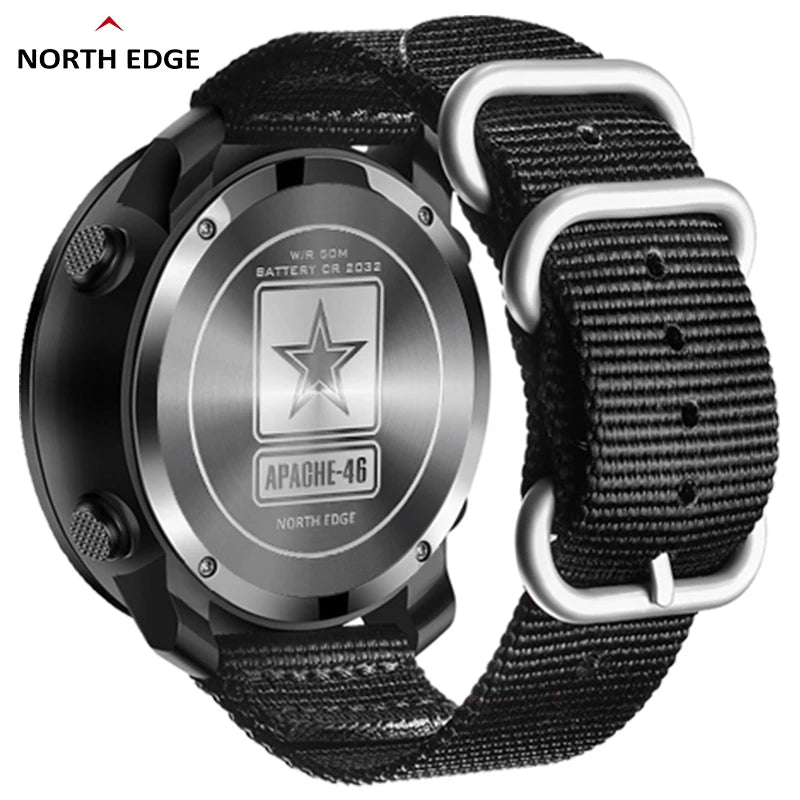 Montre Sportive NORTH EDGE APACHE-46 - Outdoor, Altimètre, Baromètre, Boussole, Étanche 50M