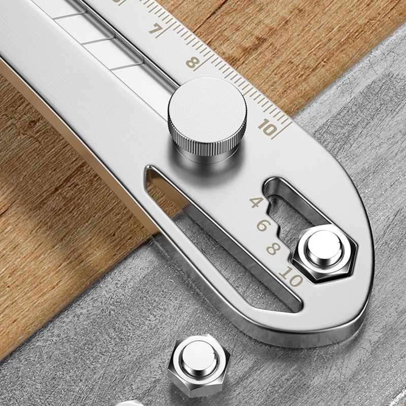 Couteau Universel Industriel 6-en-1 - Corps en Acier 18cm, Lame Remplaçable en Acier Carbone, Cutter Multifonction Renforcé