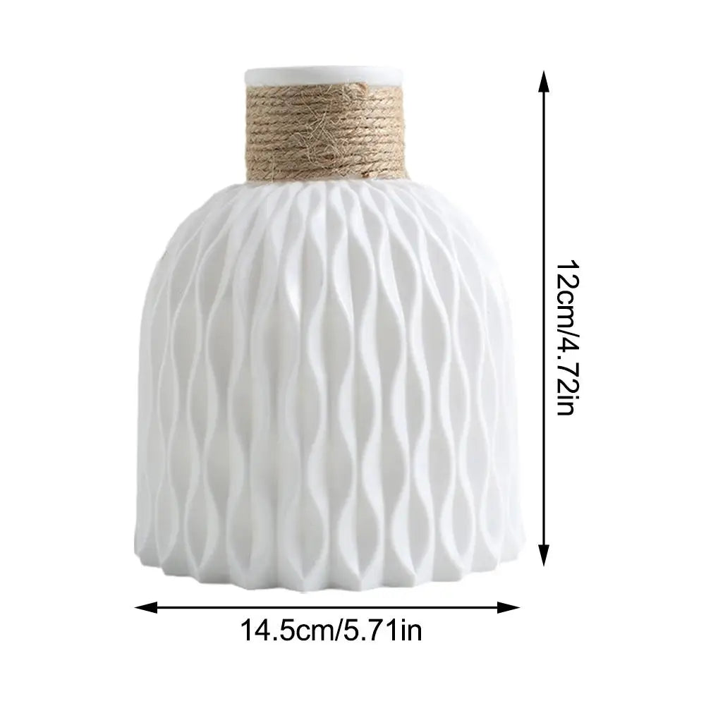 Vase en Plastique Imitation Porcelaine - Style Corde, Idéal pour Arrangements Floraux & Décoration d’Intérieur