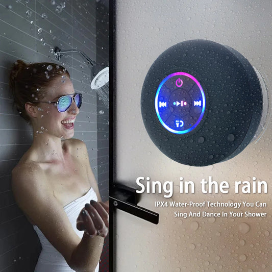 Enceinte Bluetooth Portable Étanche IPX4 - LED, Ventouse Puissante, Son Stéréo Mini, Idéale pour Douche & Extérieur