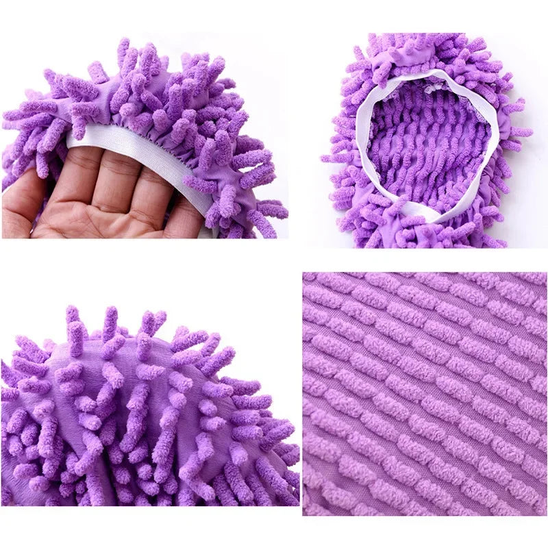 Chaussons de Nettoyage Microfibre - Chaussons Multifonctions pour Sol, Lavables & Réutilisables, Idéal pour un Nettoyage Sans Effort