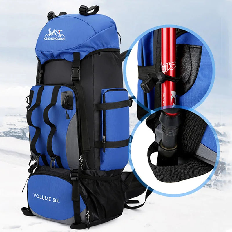 Sac à Dos de Randonnée 90L - Étanche, Grande Capacité, Idéal pour Trekking, Camping & Voyages