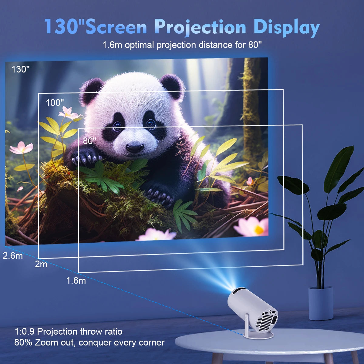 Projecteur Magcubic HY300 Pro - 4K, Android 11, WiFi 6, 260 ANSI Lumens, Bluetooth 5.0, Home Cinéma & Extérieur