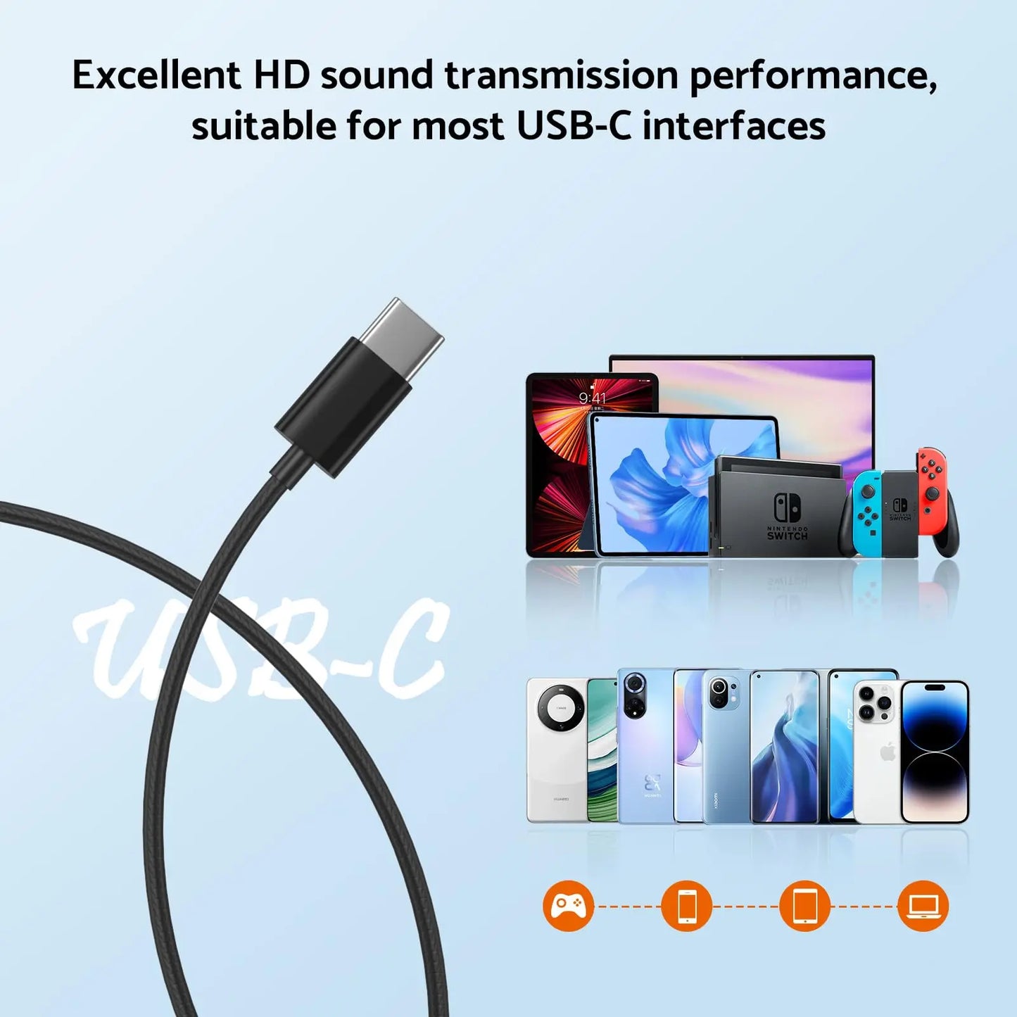 Pour Samsung Écouteurs HiFi Son surround In-ear USB Type C 3.5mm avec contrôle de fil Bouchons d’oreille filaires pour Galaxy S24 S23 S22 Ultra