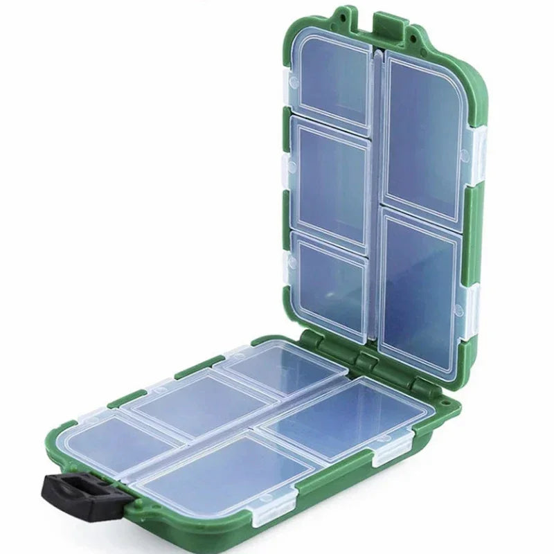 Boîte de Rangement de Pêche - 10 Compartiments, Étanche, Organisateur d’Appâts, Hameçons & Accessoires