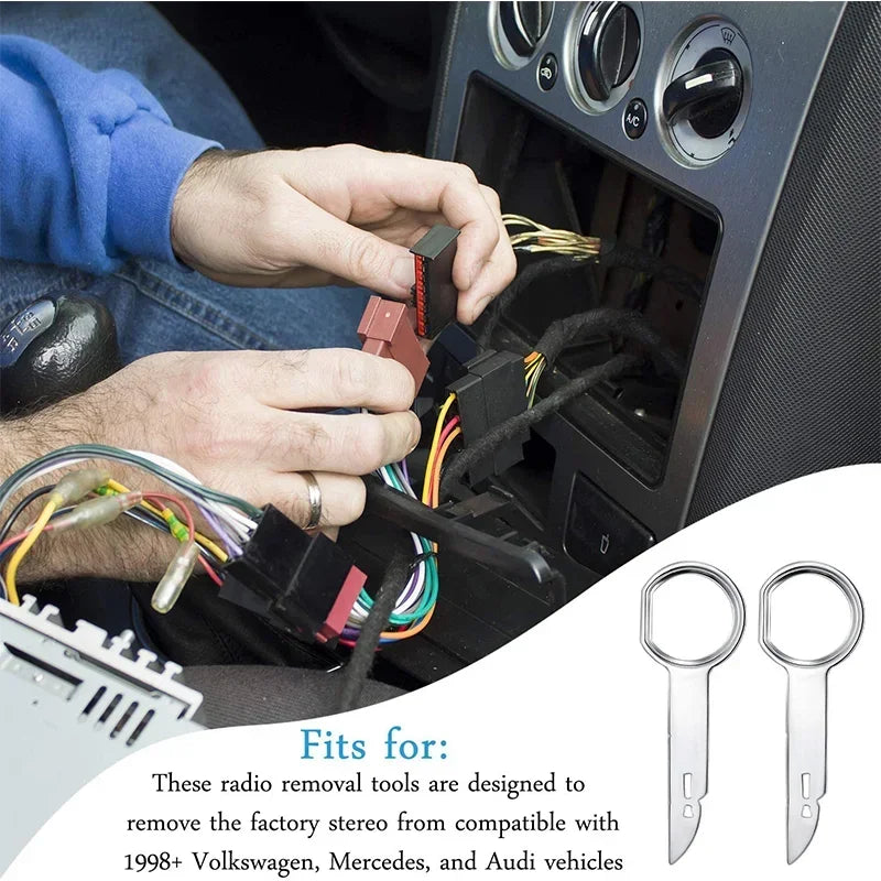 Lot de 4 Outils d’Extraction pour Autoradio - Clés de Dépose Stéréo Universelles, Outil de Démontage & Installation