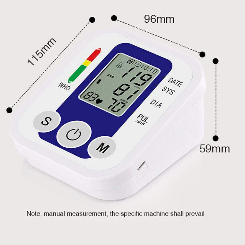 Tensiomètre Électronique à Bras - Moniteur de Pression Artérielle & Fréquence Cardiaque, Écran Digital, Usage Médical Automatique