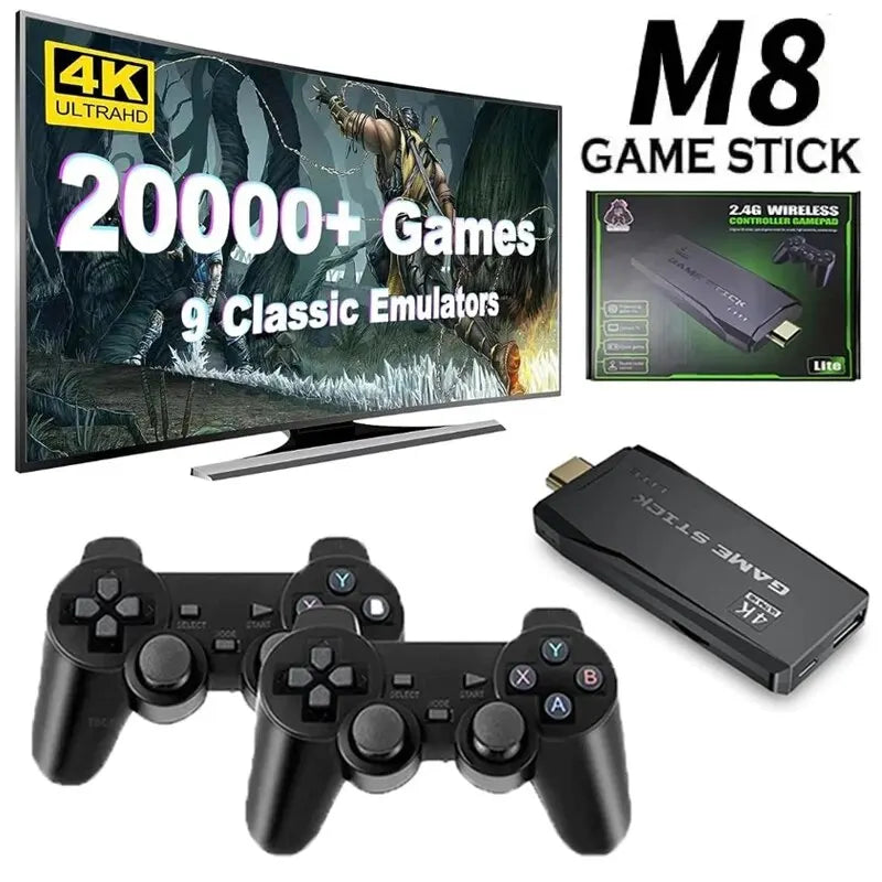 Console de Jeu Rétro 4K HD avec 20 000 Jeux Intégrés - Manettes Sans Fil, Stick TV HDMI, Mini Console Portable