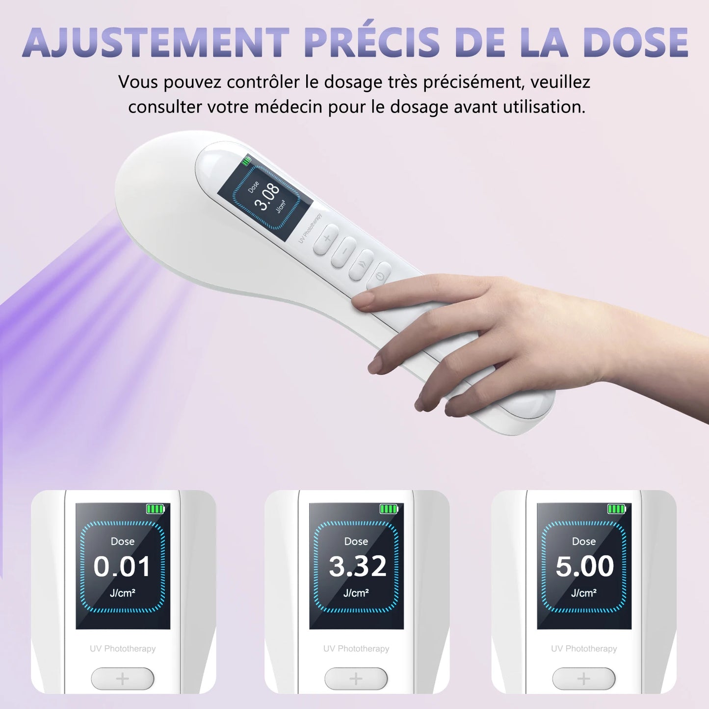 Lampe UVB 308nm pour Vitiligo, Psoriasis, Eczéma – Photothérapie à Domicile