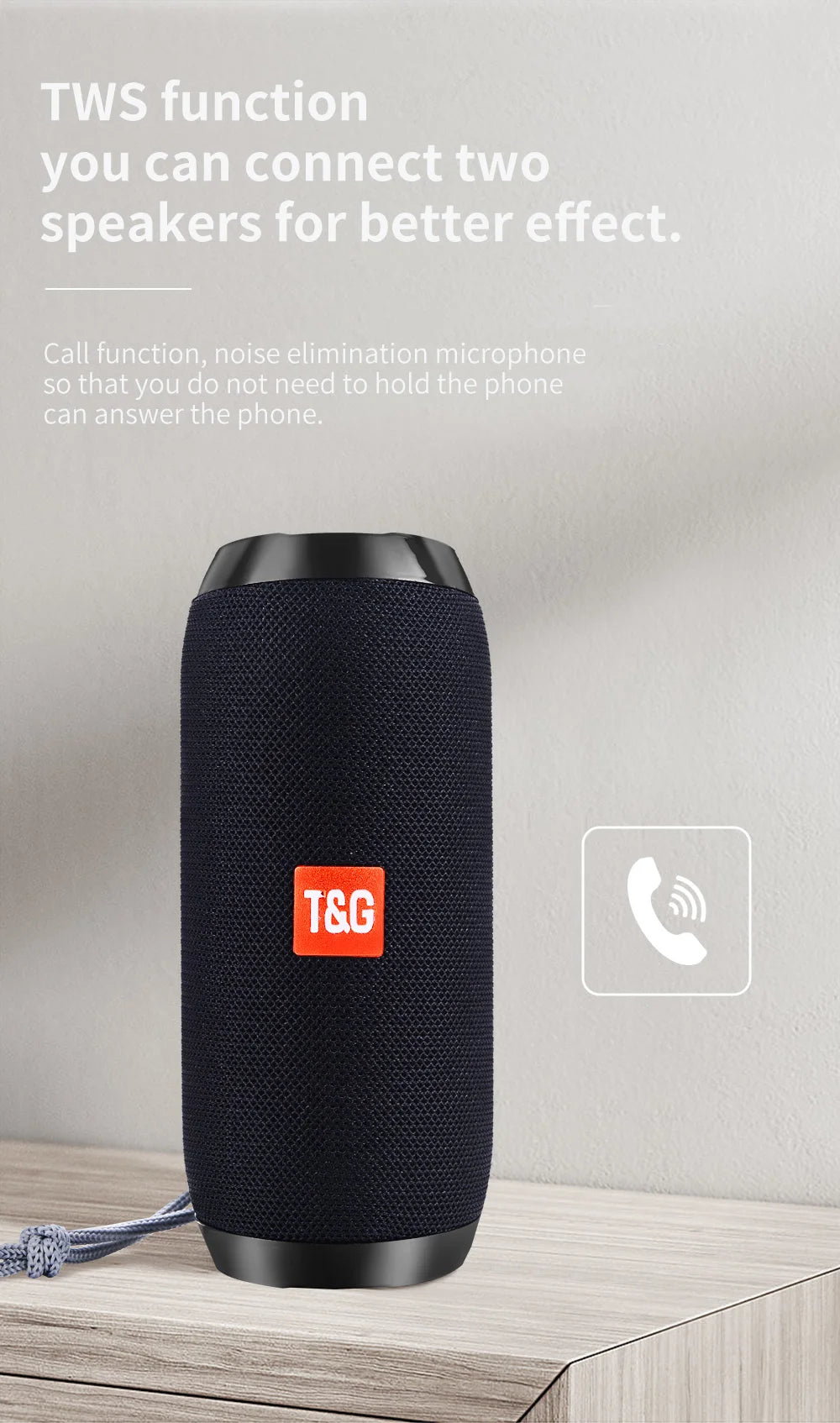 Enceinte Bluetooth TG117 - Portable, Waterproof, Son Stéréo Puissant, Radio FM, Support TF & TWS