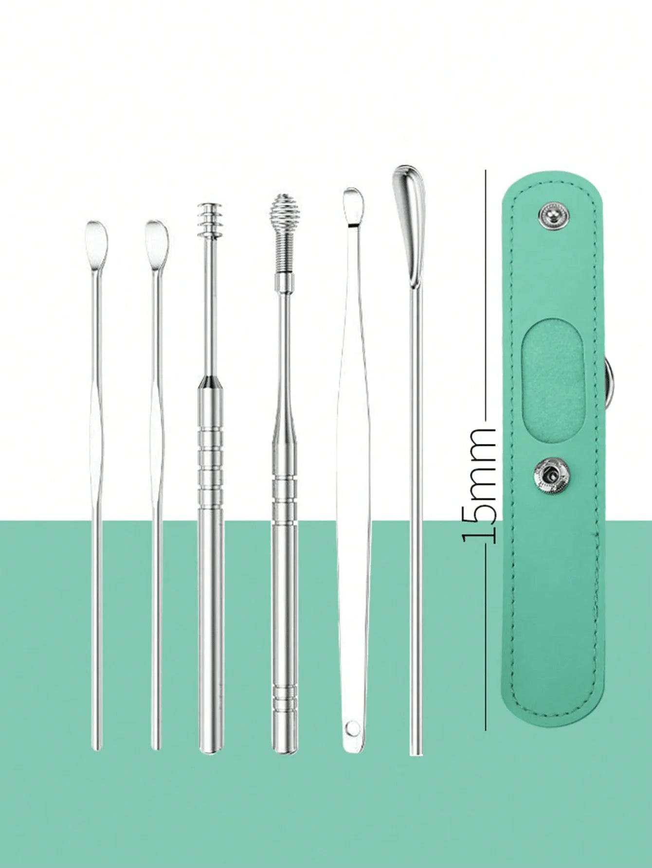 Kit de Nettoyage des Oreilles en Acier Inoxydable – Cure-Oreilles avec Étui de Rangement