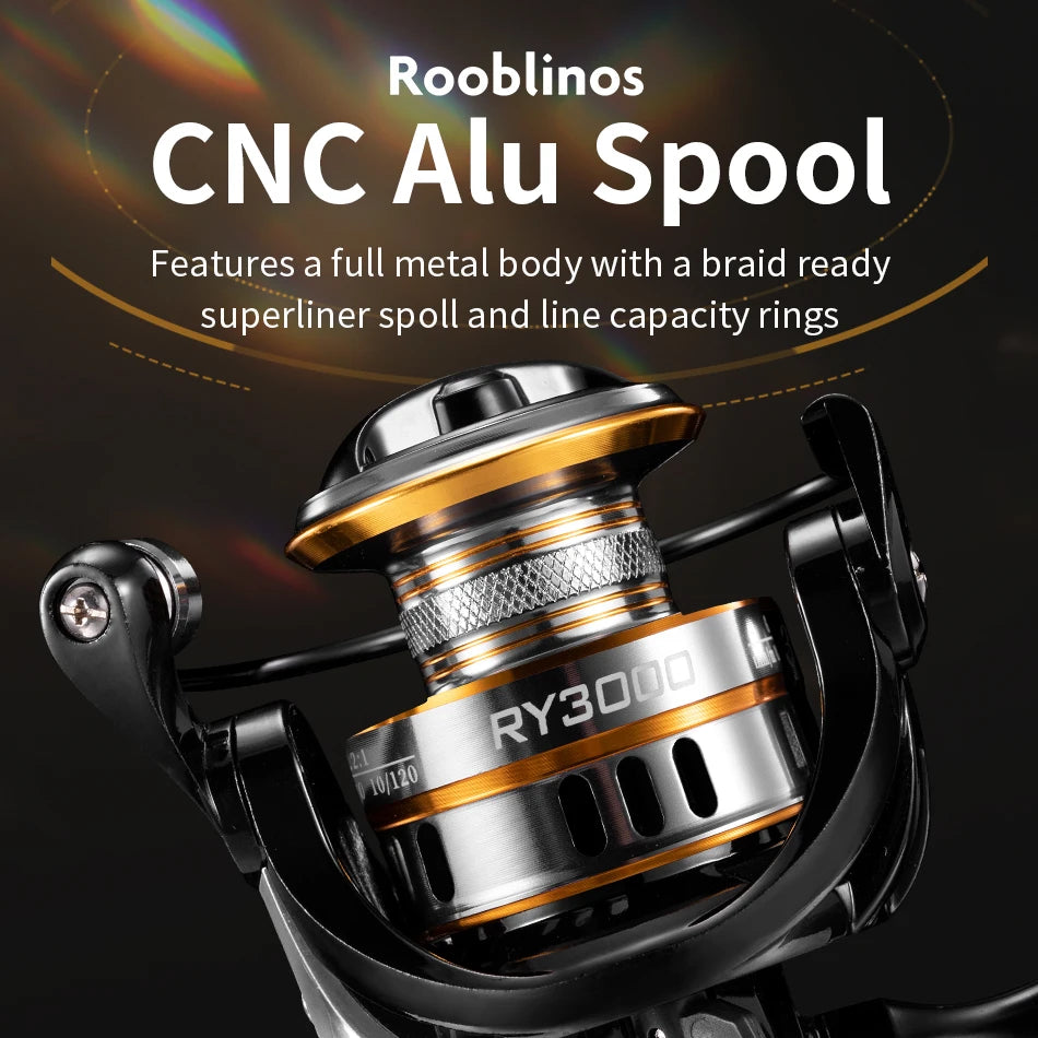 Moulinet Spinning ROOBLINOS RY - Ultraléger, Cadre Métallique, Haute Vitesse 5.2:1, Ultra Fluide & Résistant