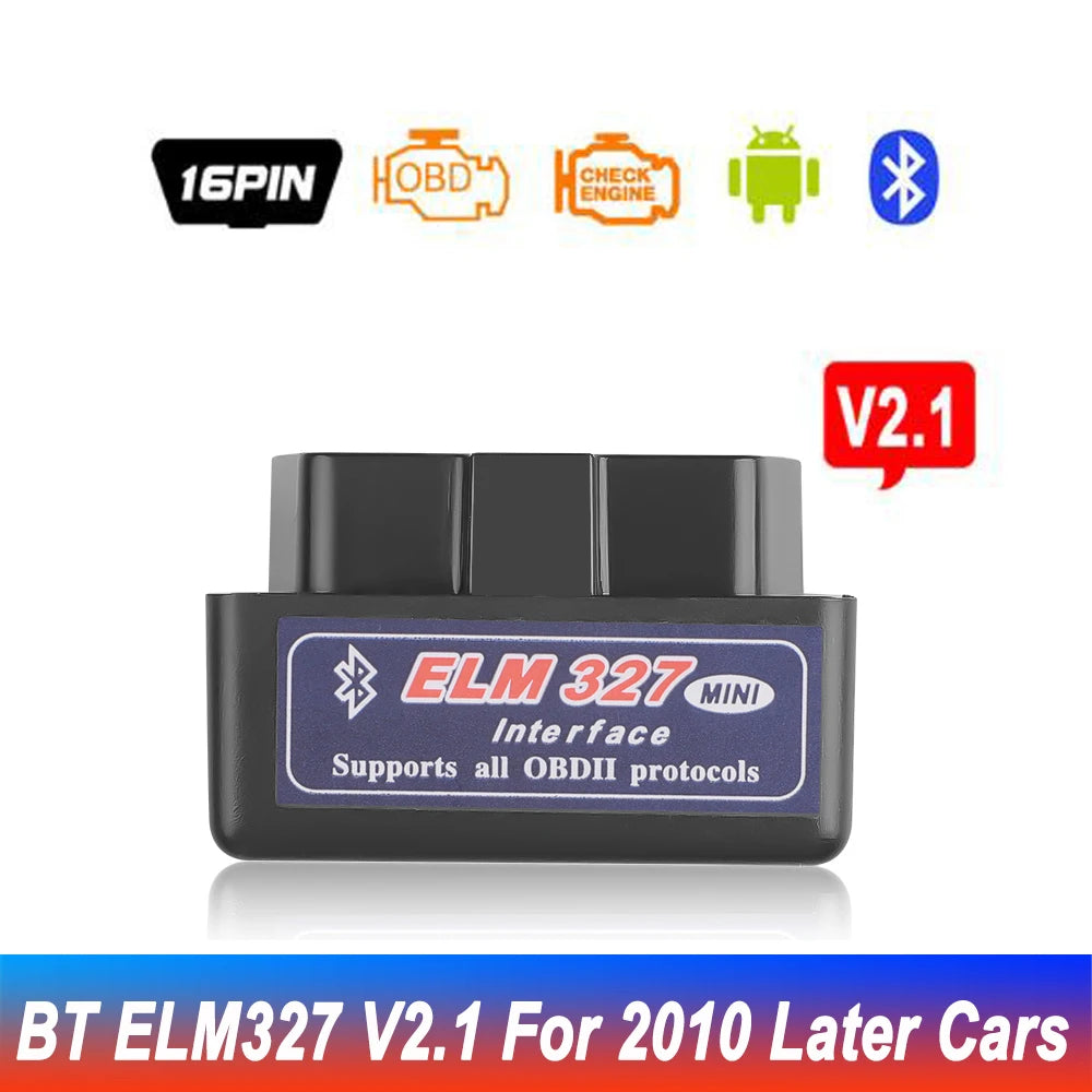 ELM327 OBD2 Mini Scanner - Outil de Diagnostic Auto Bluetooth V2.1, Interface 16 PIN, Compatible Android