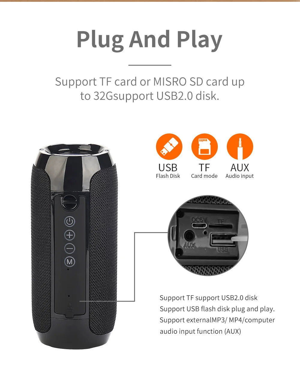 Enceinte Bluetooth TG117 - Portable, Waterproof, Son Stéréo Puissant, Radio FM, Support TF & TWS