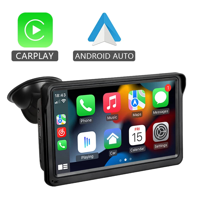 Hippcron Radio de Voiture 7" - Écran Tactile, CarPlay & Android Auto Sans Fil, Lecteur Multimédia Universel