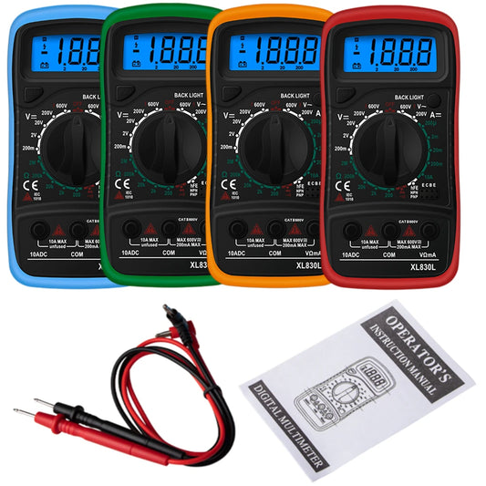 Multimètre numérique portable - LCD rétroéclairé - Testeur AC/DC, Volt, Ohm, Ampère - Neuf