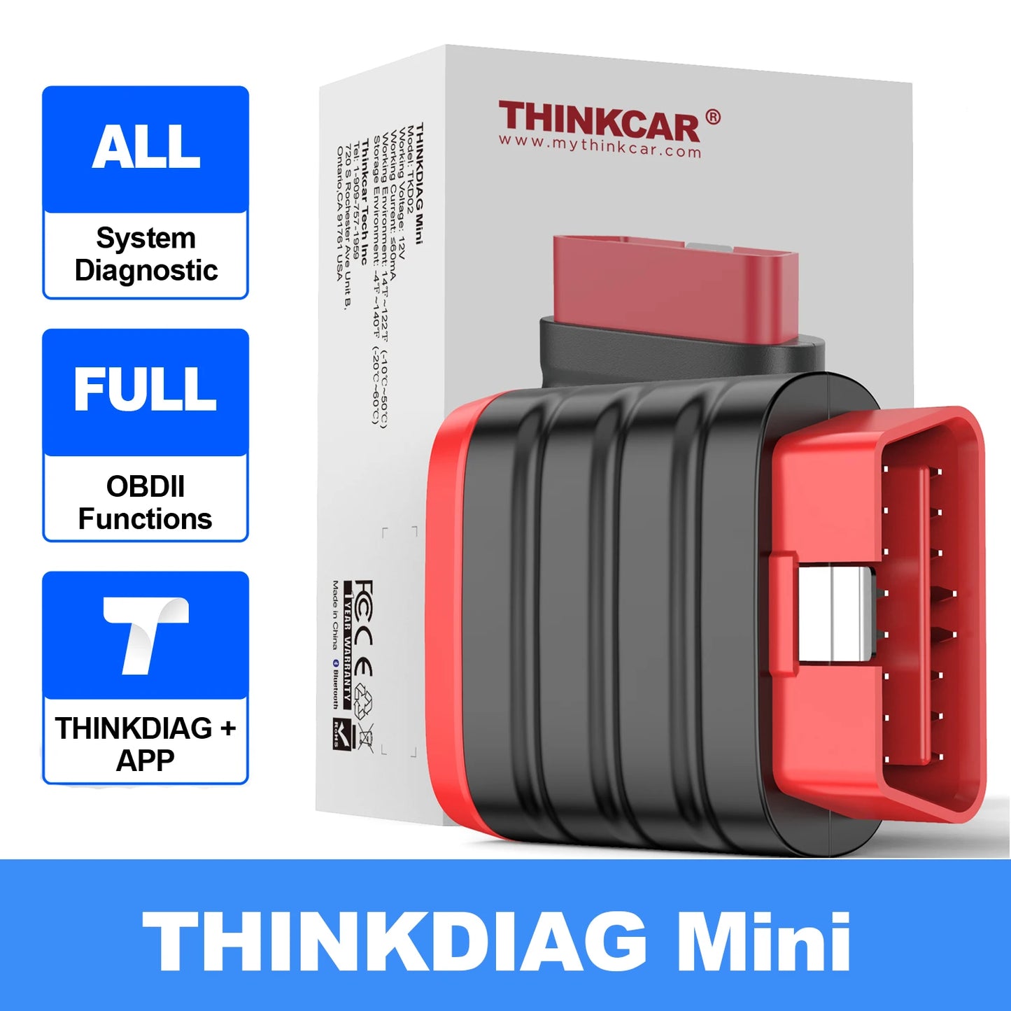 THINKCAR THINKDIAG Mini – Scanner OBD2 Bluetooth, Diagnostic Complet & Codes d’Erreur