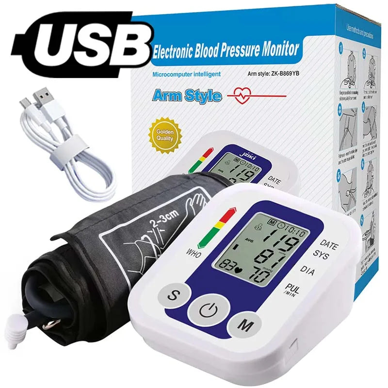 Tensiomètre Électronique de Bras - Moniteur de Pression Artérielle, Fréquence Cardiaque & Pouls, Automatique & Médical