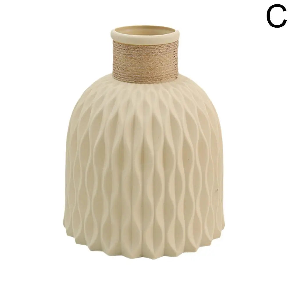 Vase en Plastique Imitation Porcelaine - Style Corde, Idéal pour Arrangements Floraux & Décoration d’Intérieur