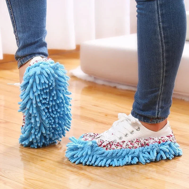 Chaussons de Nettoyage Microfibre - Chaussons Multifonctions pour Sol, Lavables & Réutilisables, Idéal pour un Nettoyage Sans Effort