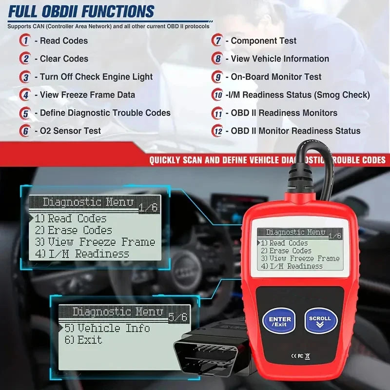 Outil de Diagnostic Automobile OBD2 - Scanner Universel pour Codes d'Erreur et Réinitialisation