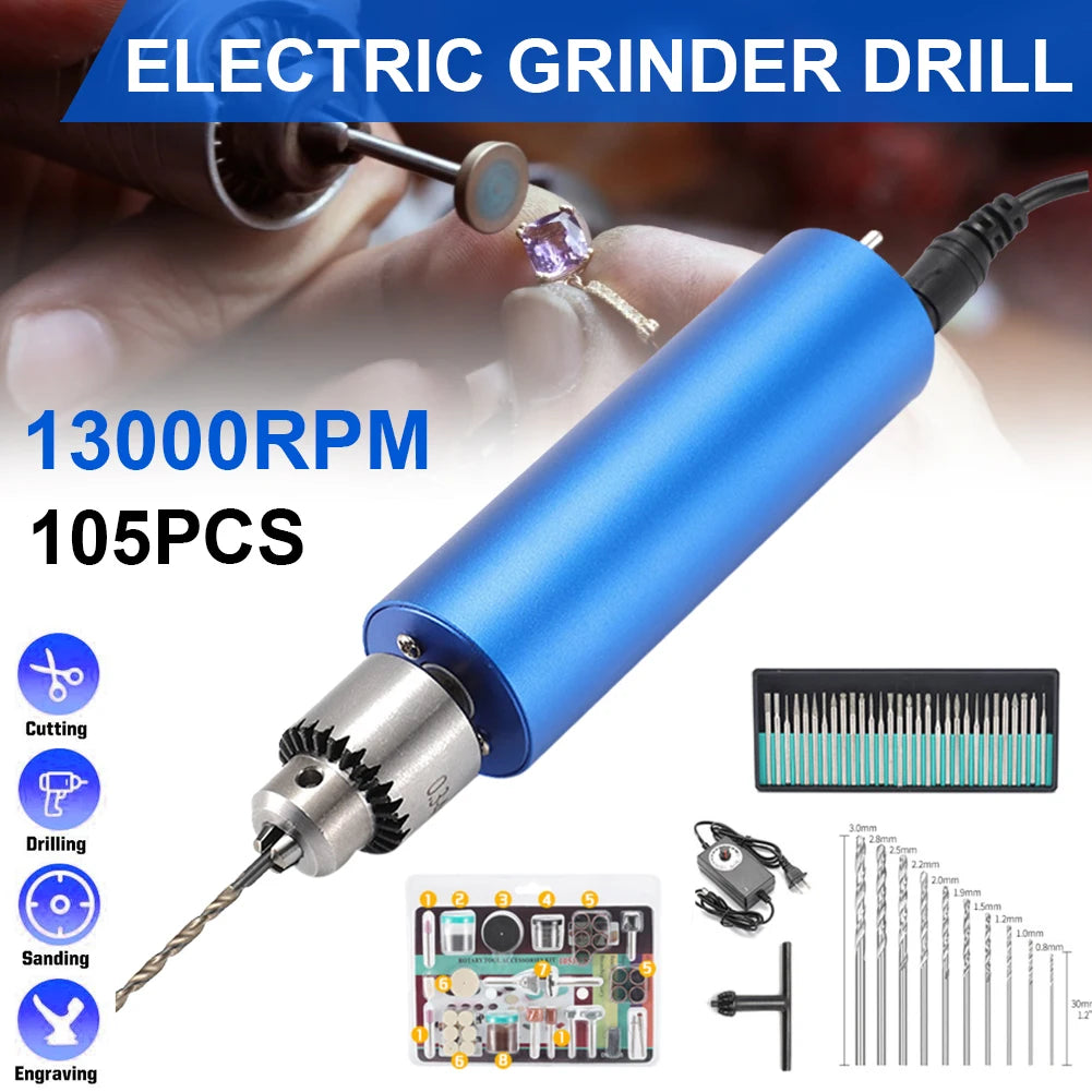 Mini Perceuse Électrique 0.3-4mm – 4000-13000RPM, Outil Rotatif pour Bricolage, Bois, Bijoux