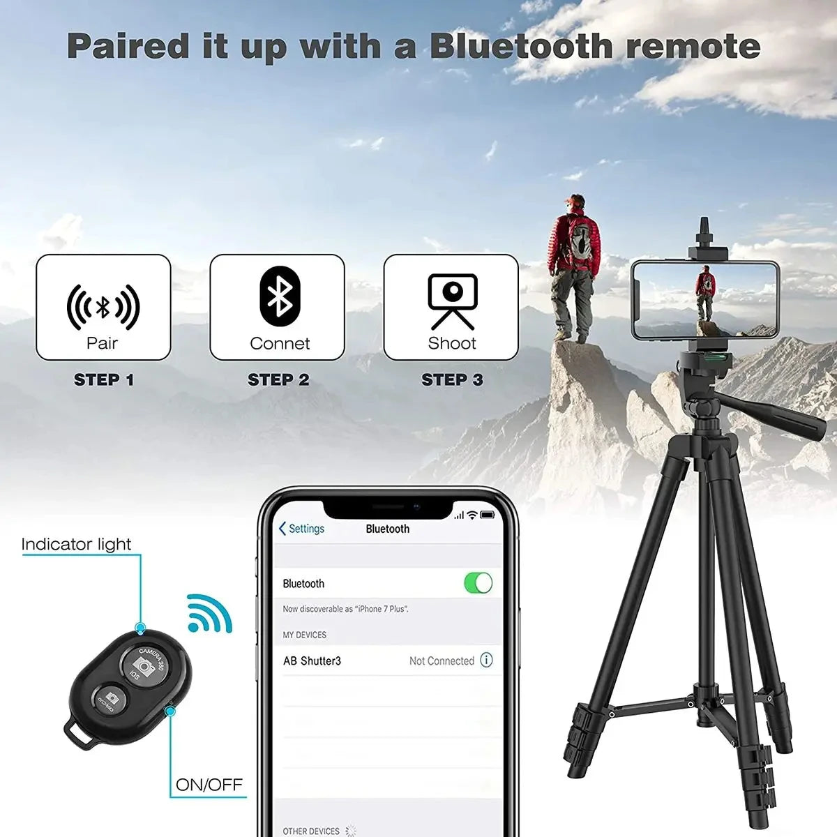 Trépied Universel 100cm pour Smartphone & Caméra - Support Vidéo avec Télécommande Bluetooth
