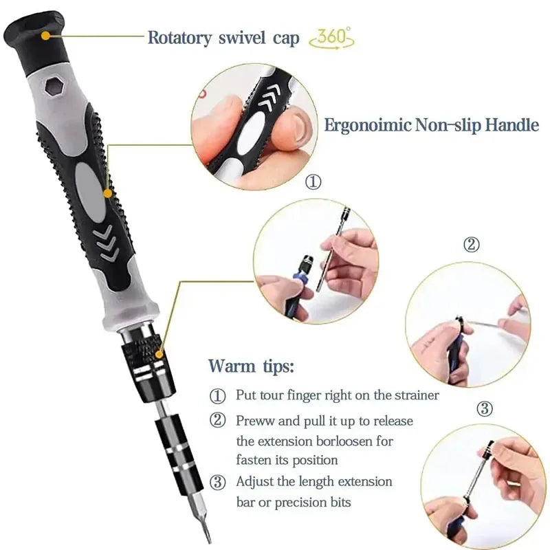 Jeu de Tournevis de Précision 115 en 1 - Outils de Réparation Professionnels Magnétiques pour Électronique, Ordinateurs & Smartphones