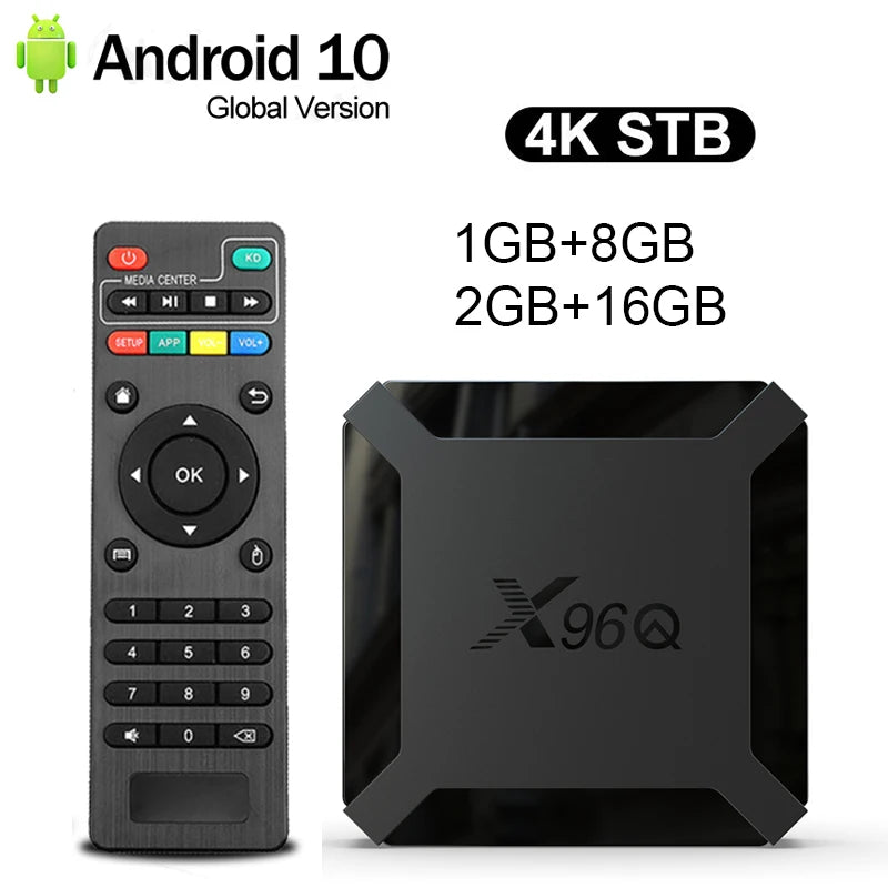 X96Q Android 10.0 Smart TV Box - 2GB RAM, 16GB ROM, Allwinner H313 Quad-Core, 4K Ultra HD, Streaming Rapide