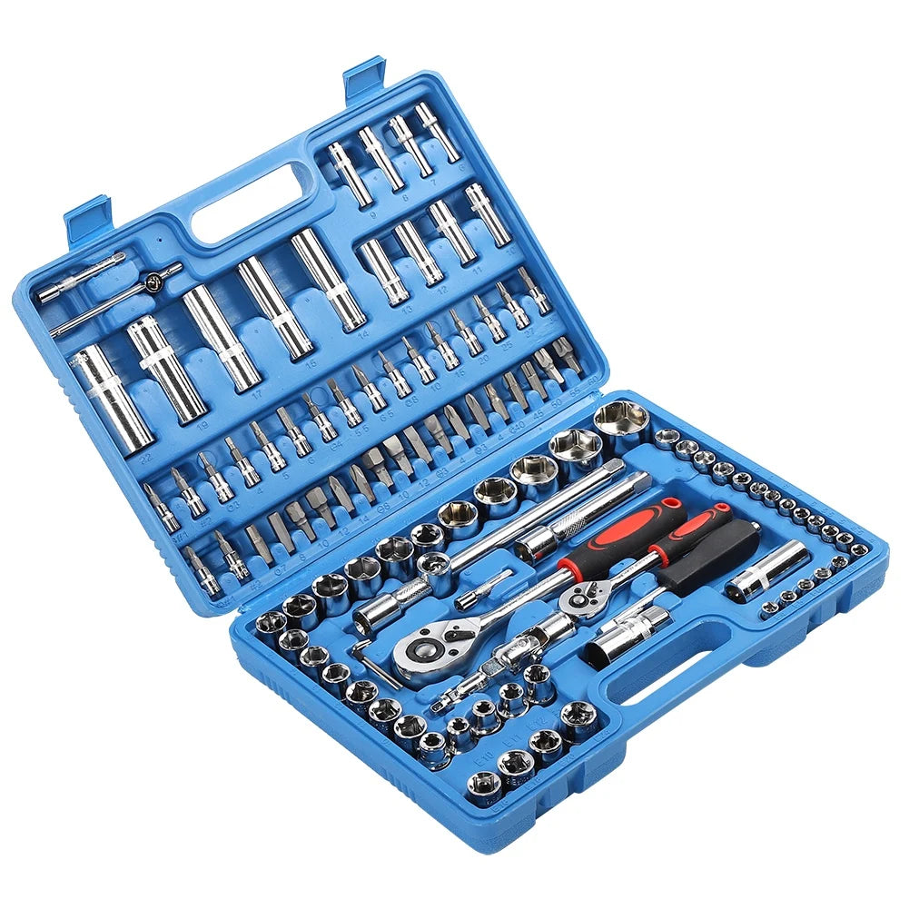Coffret Clés à Cliquet & Douilles 108 Pièces – Outils de Réparation Auto & Bricolage !