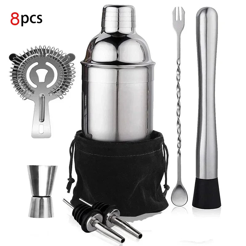 Kit Cocktail Shaker en Acier Inoxydable – 1/3/6/9/11 Pièces, Outils de Barman