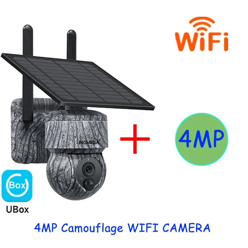 INQMEGA Caméra de Sécurité Solaire PTZ 4G - 5MP/4MP, WiFi Sans Fil, Carte SIM 4G, Audio Bidirectionnel, Surveillance CCTV Extérieure