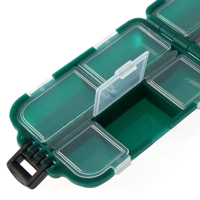Boîte de Rangement de Pêche - 10 Compartiments, Étanche, Organisateur d’Appâts, Hameçons & Accessoires