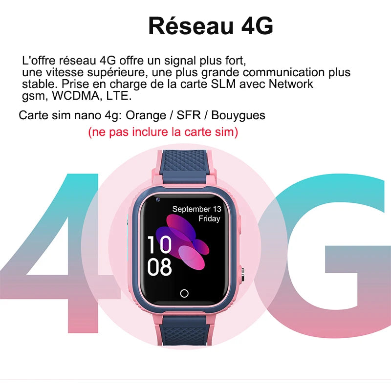 Montre Connectée 4G pour Enfants LT21 - GPS, WiFi, Appel Vidéo, SOS, Étanche IP67