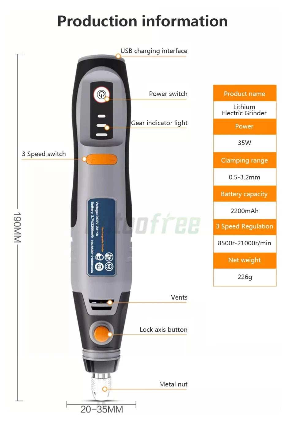 Mini Outil Rotatif Sans Fil 35W – USB Rechargeable, 3 Vitesses, Perçage & Gravure