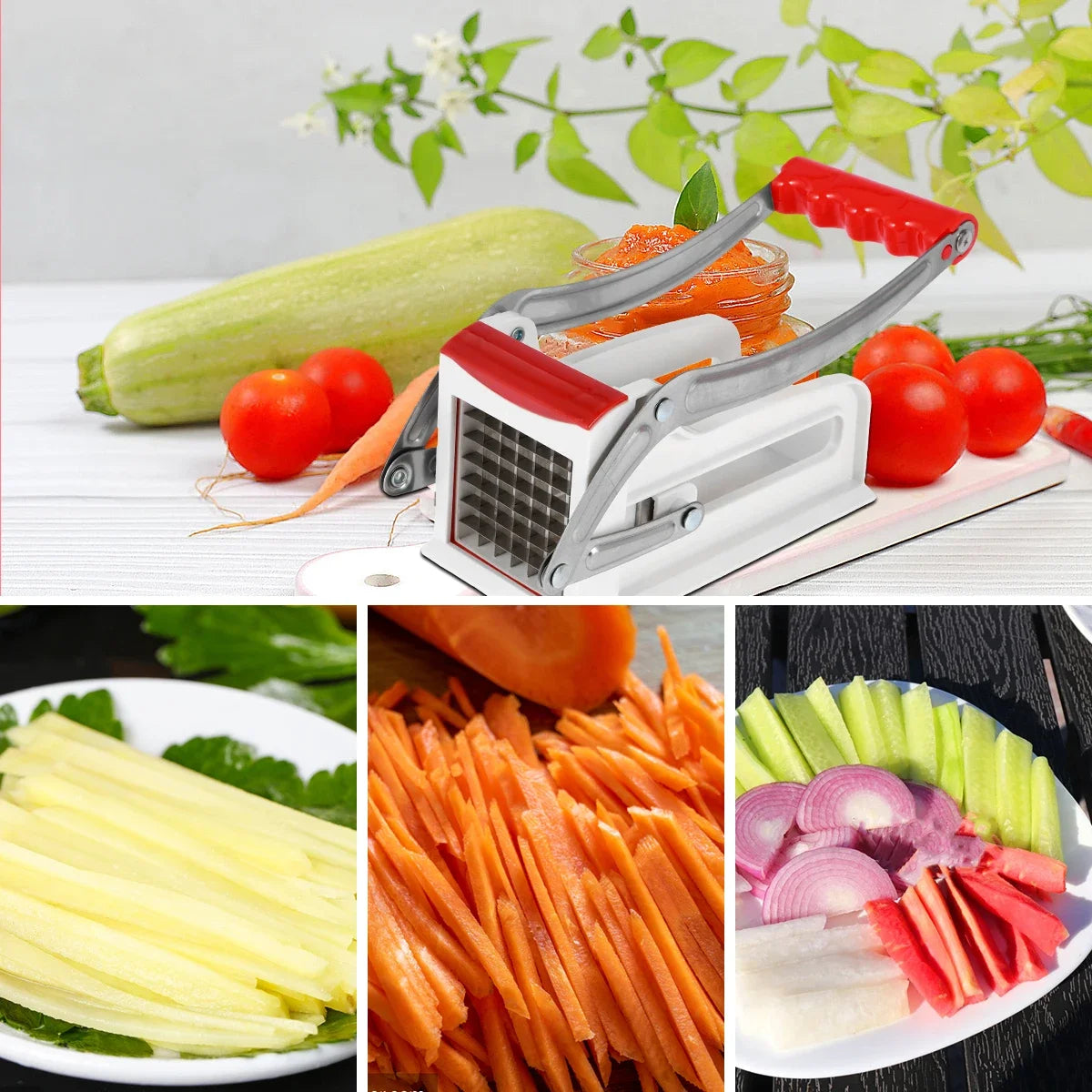 Coupe-Frites en Acier Inoxydable – Lames 25/49 Trous, Découpe Rapide