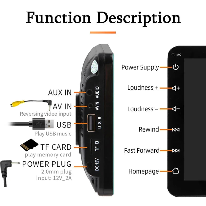 Hippcron Radio de Voiture 7" - Écran Tactile, CarPlay & Android Auto Sans Fil, Lecteur Multimédia Universel