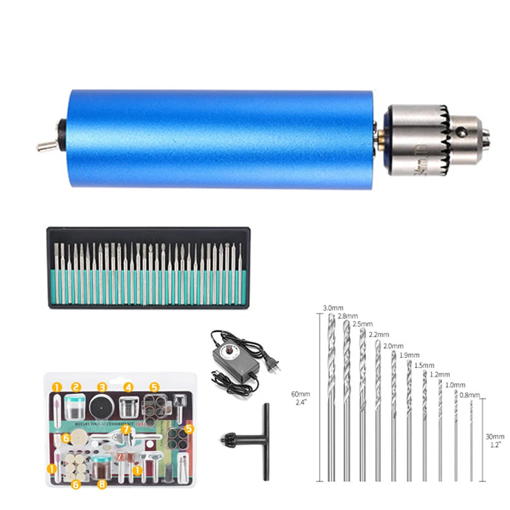 Mini Perceuse Électrique 0.3-4mm – 4000-13000RPM, Outil Rotatif pour Bricolage, Bois, Bijoux